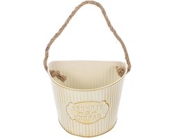 Wandplantenbak Halfrond - Bloempot Muur Hangend - Planten Decoratie - Vintage Stijl Ijzer - 22x15x13 CM - Beige