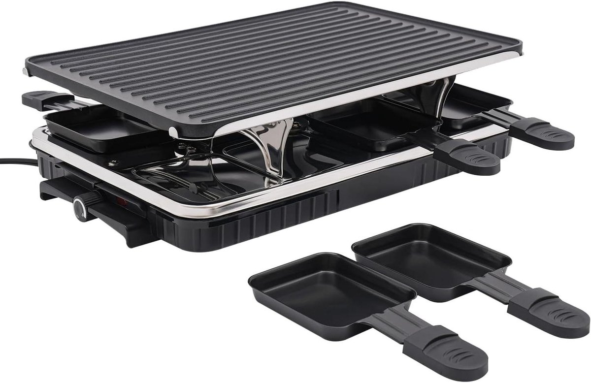 Elektrische Tafelgrill - Binnen BBQ Contactgrill - Gezellig Grillen - Dubbelzijdig Grilloppervlak - 41.5 x 25.5 cm - Zwart