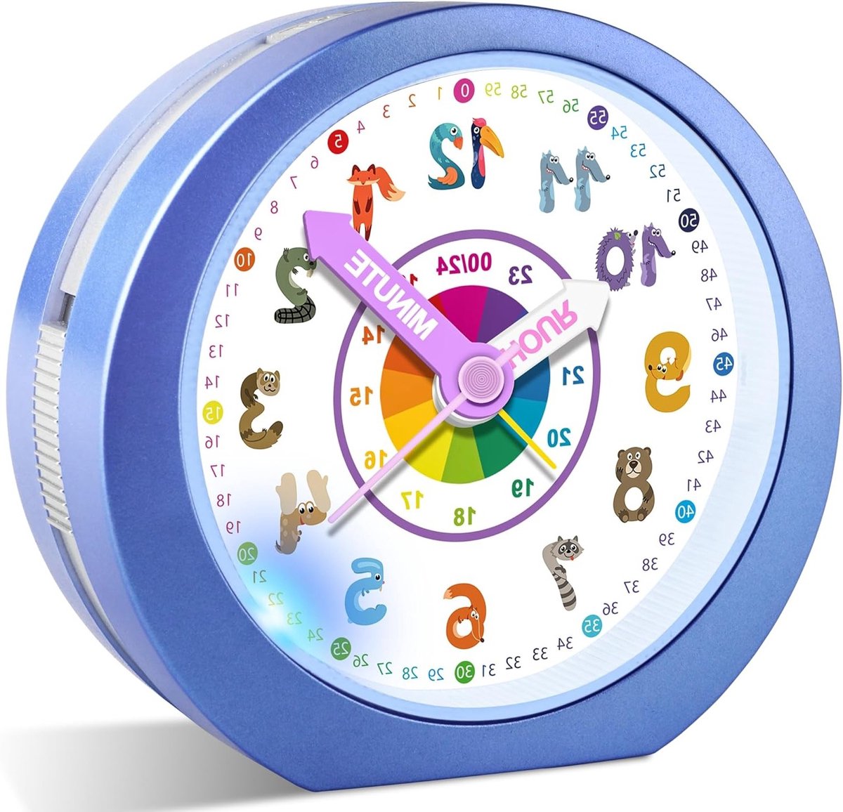 Alarmklok voor Kinderen zonder Tikken met Nachtlampje en Slaapfunctie - Analoge Quartz Beweging, Dierenontwerp, Batterijgevoed, Perfect Cadeau voor Jongens en Meisjes