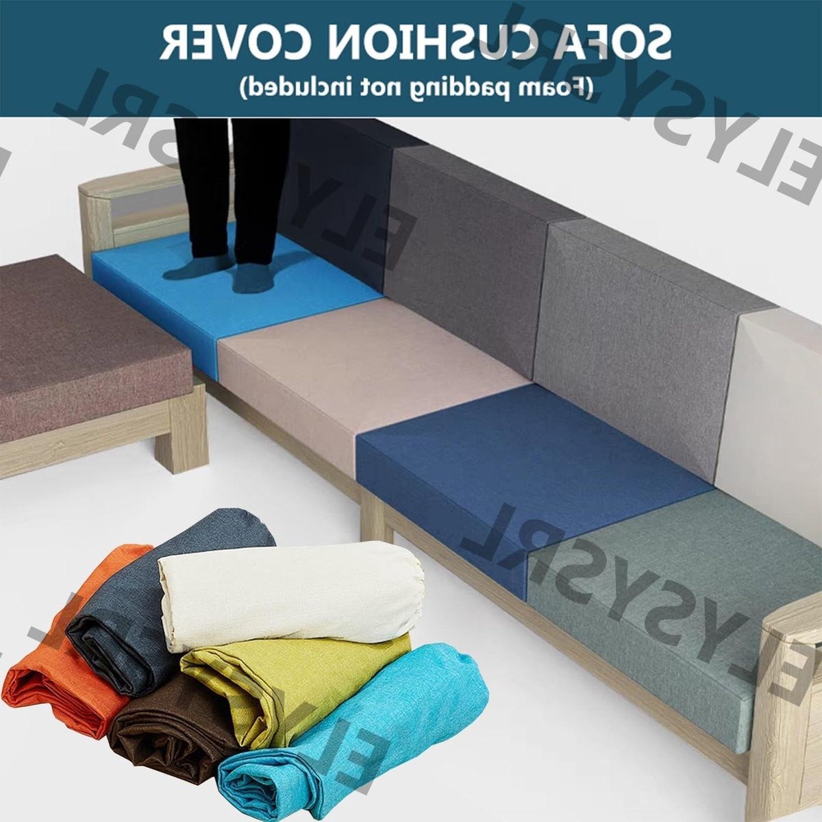 Tuinstoelkussenhoezen - Stoelhoezen bankkussen - Meubels vernieuwen - Linnenstof met rits - 65x65x8 cm - Kleur 1