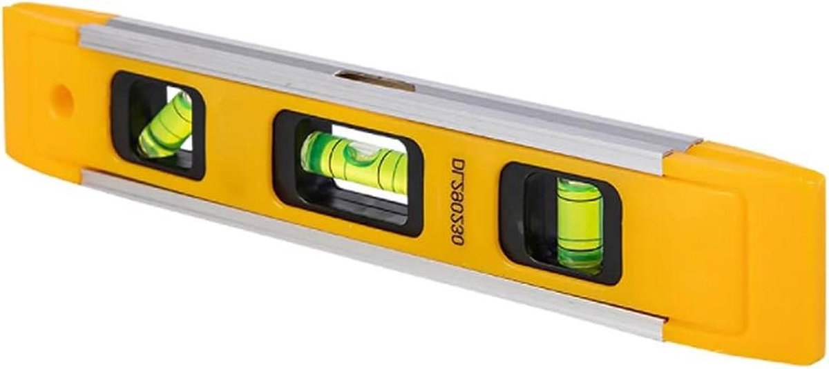 Waterpas Liniaal - Meetgereedschap - Precies Meten - Magnetisch Oppervlak - 230 mm - Geel