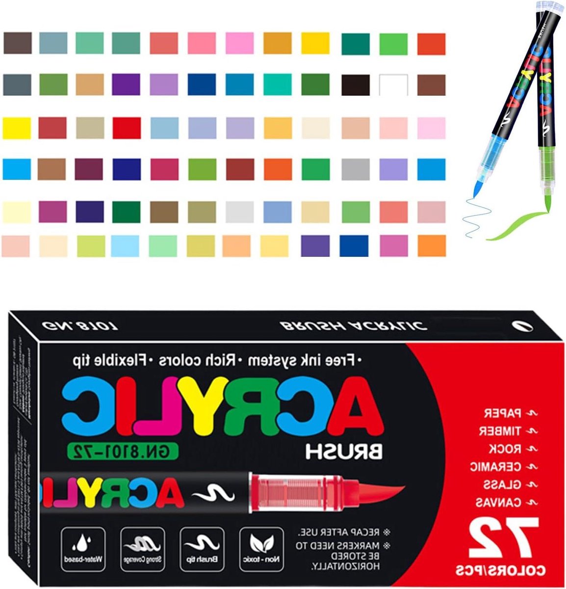 Acrylverf Markers - Verf Pennen - Kunst Maken - Waterdichte Zonbestendige Inkt - 36 Kleuren - Meerkleurig