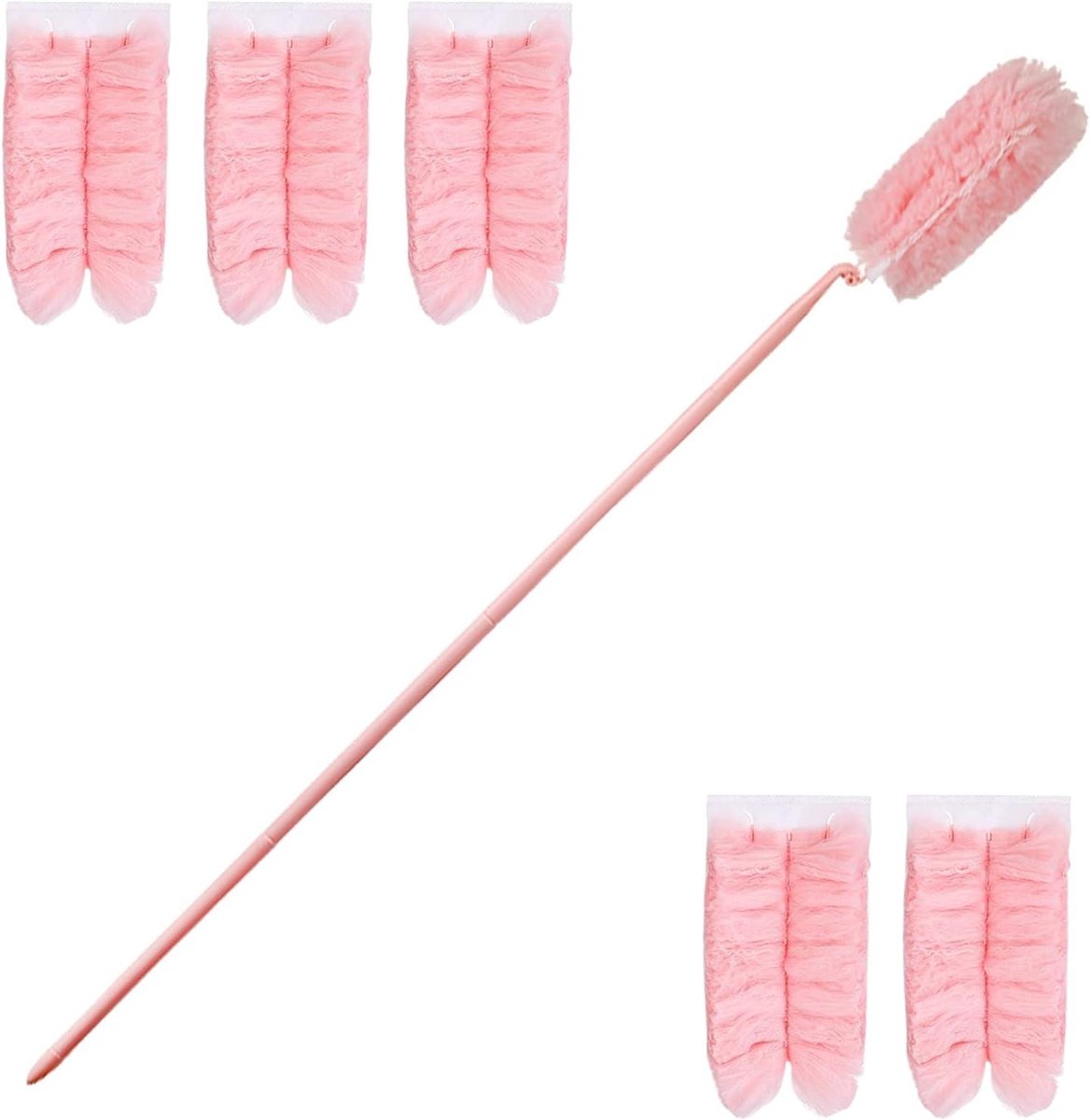 Kleine plumeau - Stofwisser - Huis reinigen - Inklapbare handgreep - Tot 110 cm - Roze