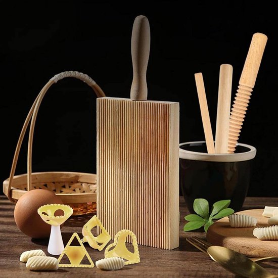 Pastamaker Hout - Deegroller Set - Zelf Pasta Maken - Compleet 8-Delig - Niet gespecificeerd - Houtkleur van Pastamaker — afbeelding 2