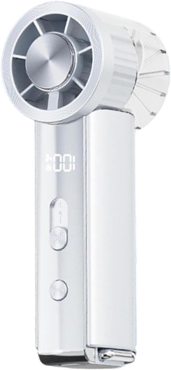 Draagbare Handventilator - Persoonlijke Ventilator - Koelte Onderweg - Digitaal Display - 12.8 cm - Wit