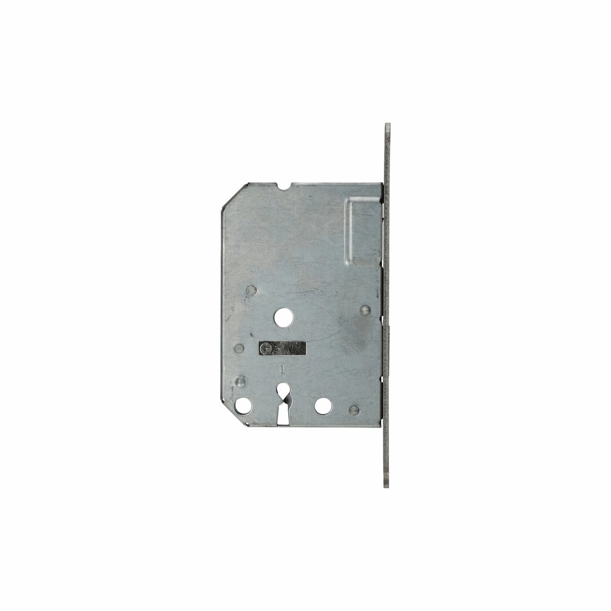 Woningbouw kastslot, sleutelgat 56mm, voorplaat rvs, doornmaat 50mm, inclusief afgeronde rvs sluitplaat