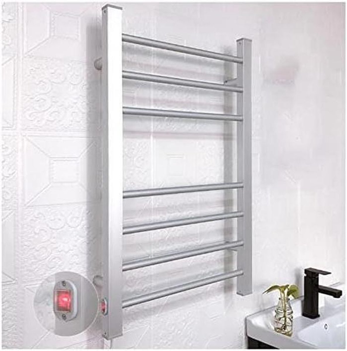 Elektrische Handdoekradiator - Handdoekwarmer Badkamer - Handdoeken Drogen - Sneldrogend Aluminium - 800 x 520 mm - Zilver