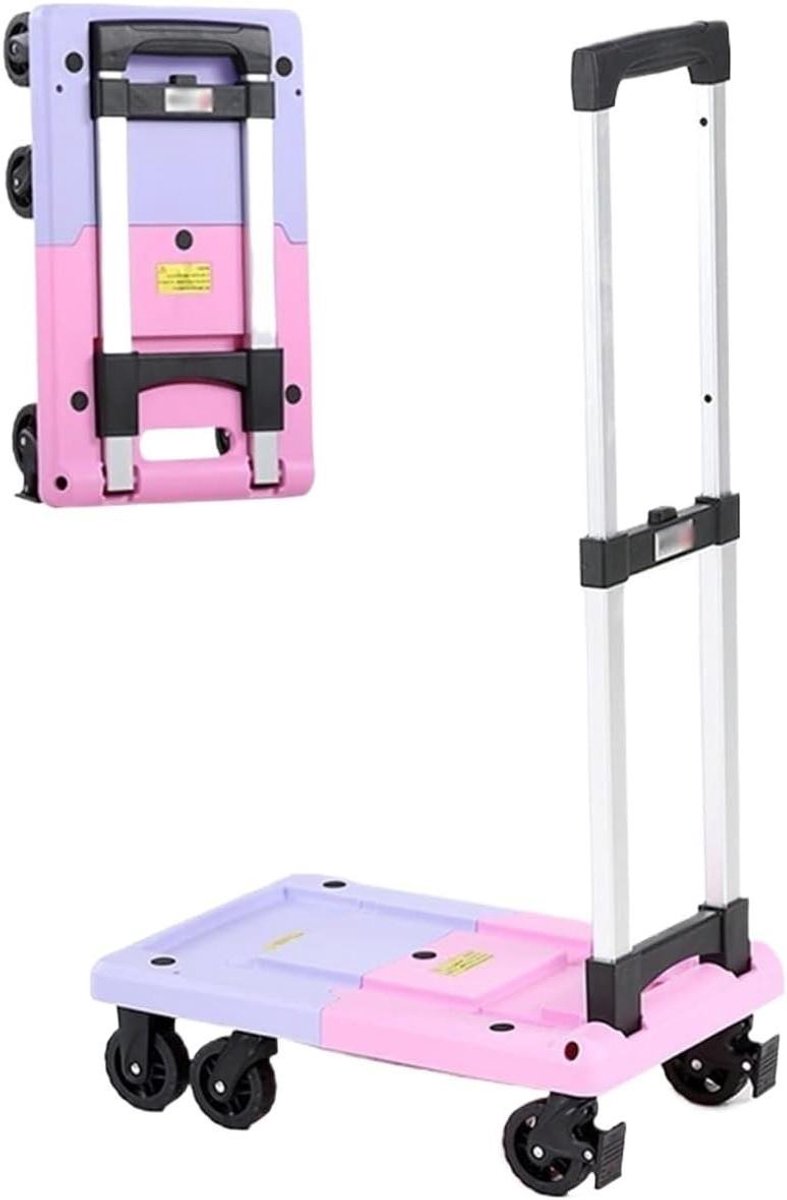 Vlakke Trolley - Steekwagen Duwwagen - Eenvoudig Transport - Opvouwbaar Zwenkwielen - 125 kg - Zilver