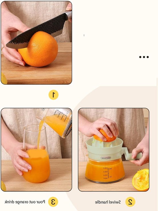 ONF3 - Handmatige Roterende Sapcentrifuge - Fruitextractor - Ideaal voor verse sappen - Groen - Citruspers - Geschikt voor sinaasappels en citro... van Onf3 — afbeelding 2