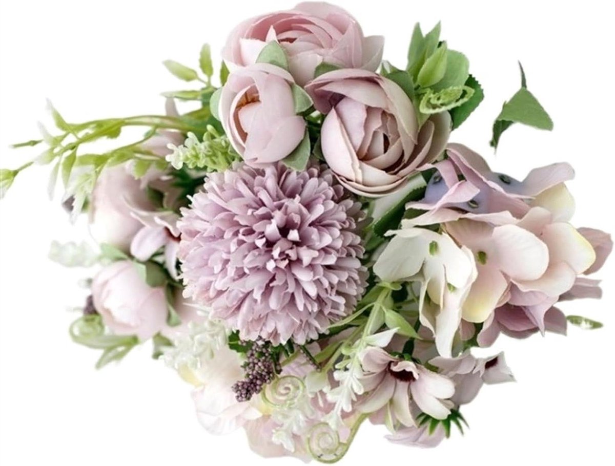 Bruiloft Boeket - Bruidsboeket Kunstbloemen - Bruiloft Decoratie - Levensechte Zijden Bloemen - 31 cm Hoog - Kleurrijk