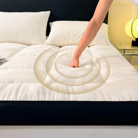 Vloermatras - Japanse futon Slaapmat - Comfortabel slapen - Oprolbaar en opvouwbaar - 90x200cm - Wit — afbeelding 3