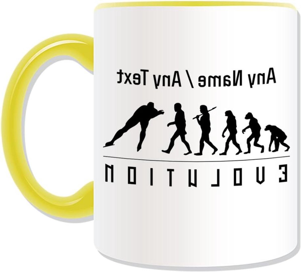 Schaatsen Mok - Gepersonaliseerd Cadeau - Thema Feestdagen - Verfsublimatie Technologie - 325 Milliliter - Geel
