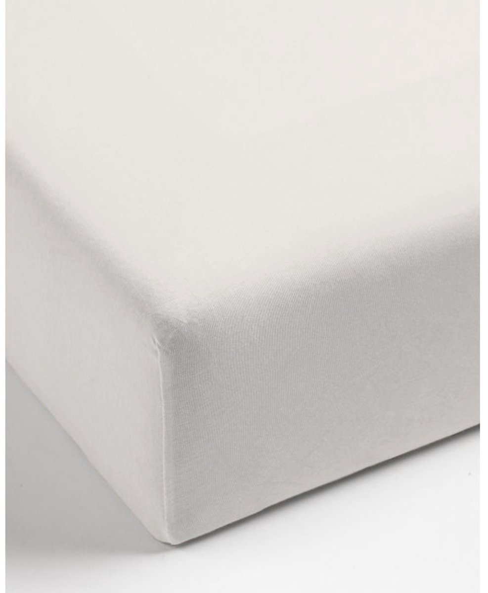 Mistral Home - HOESLAKEN - jersey - 180 x 200 x 30 cm - lits-jumeaux - effen kleur - Écru- Duurzaam