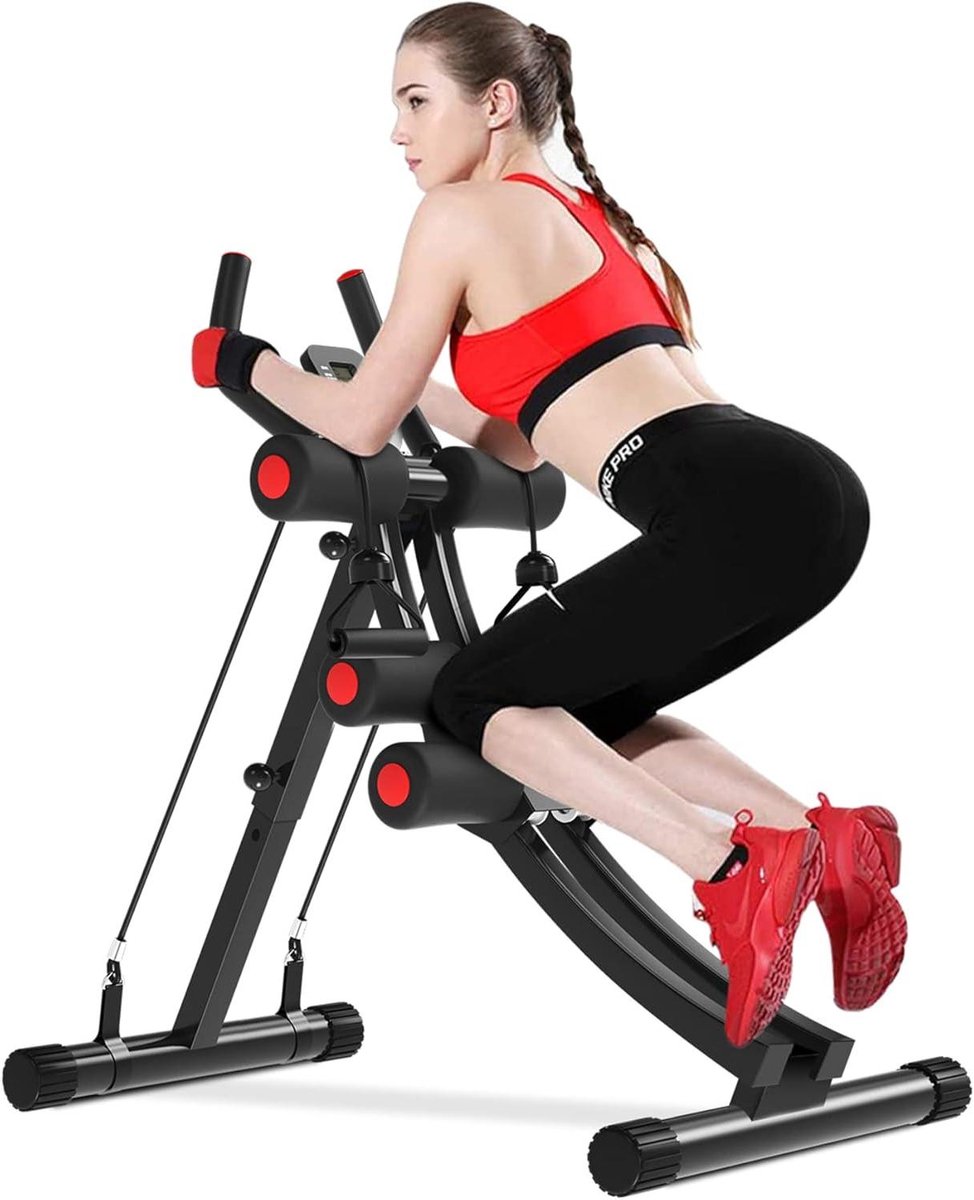 Ab Machine - Core Trainer - Thuis Trainen - Opvouwbaar Ontwerp - Max 180kg - Rood