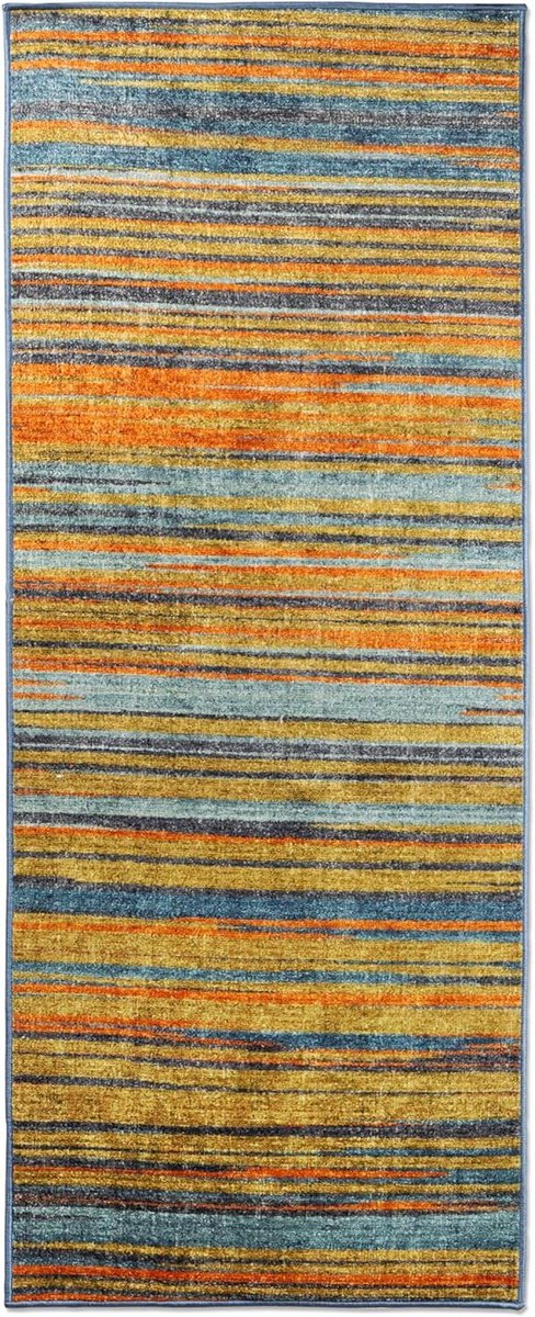 Vloerkleed Runner - Hal Loper - Woonruimte Verfraaien - Antislip Latex Bodem - 80 x 200 cm - Oranje Grijs
