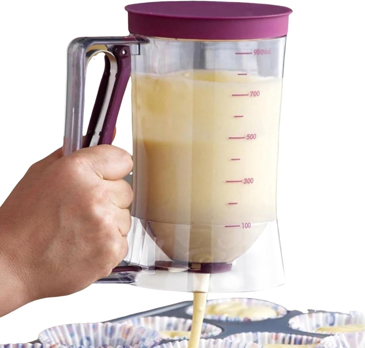 Beslag Dispenser - Pannenkoek Separator - Nauwkeurig Bakken - Transparant Gegradeerd Ontwerp - 18 x 12 x 20 cm - Transparant