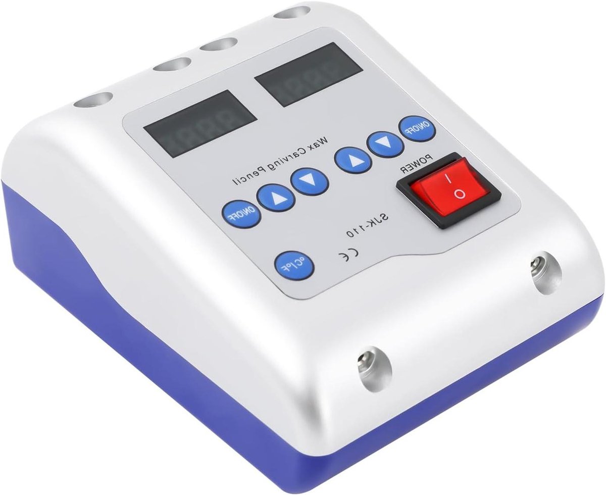 Waxmachine met Dubbele Pen - Waxverwarmer Tandheelkunde - Precisie Wax Modelleren - Dubbele Verwarmingselementen - 6 Punten - Zilver Blauw Zwart