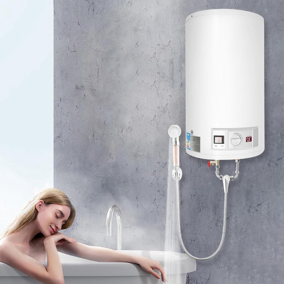 Elektrische Boiler - Warmwaterboiler Douche - Douchen Thuis - Inclusief Douchekraan - 50 Liter - Wit