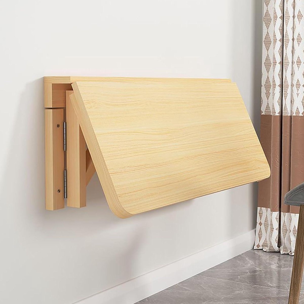 Opklapbare Wandtafel - Wandbureau Klaptafel - Ruimte Besparen - Stevige Driehoekige Constructie - 50x30 cm - Wit