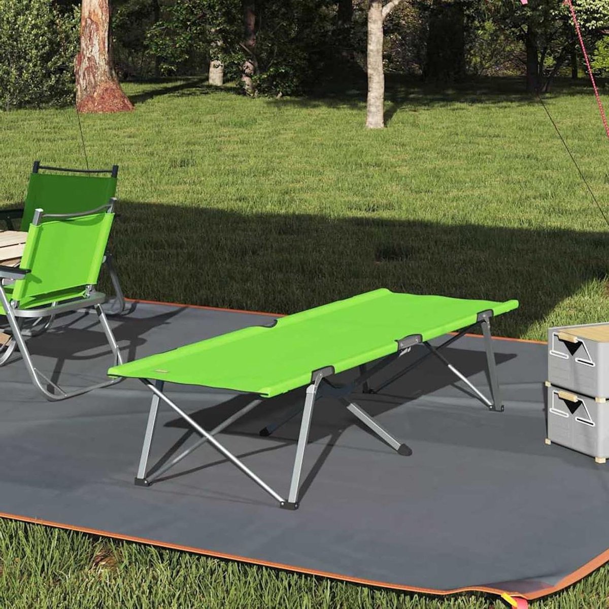 Vouwbed Camping - Veldbed Opklapbaar - Outdoor Ontspanning - Waterafstotend Oxford - 194 x 62.5 cm - Groen