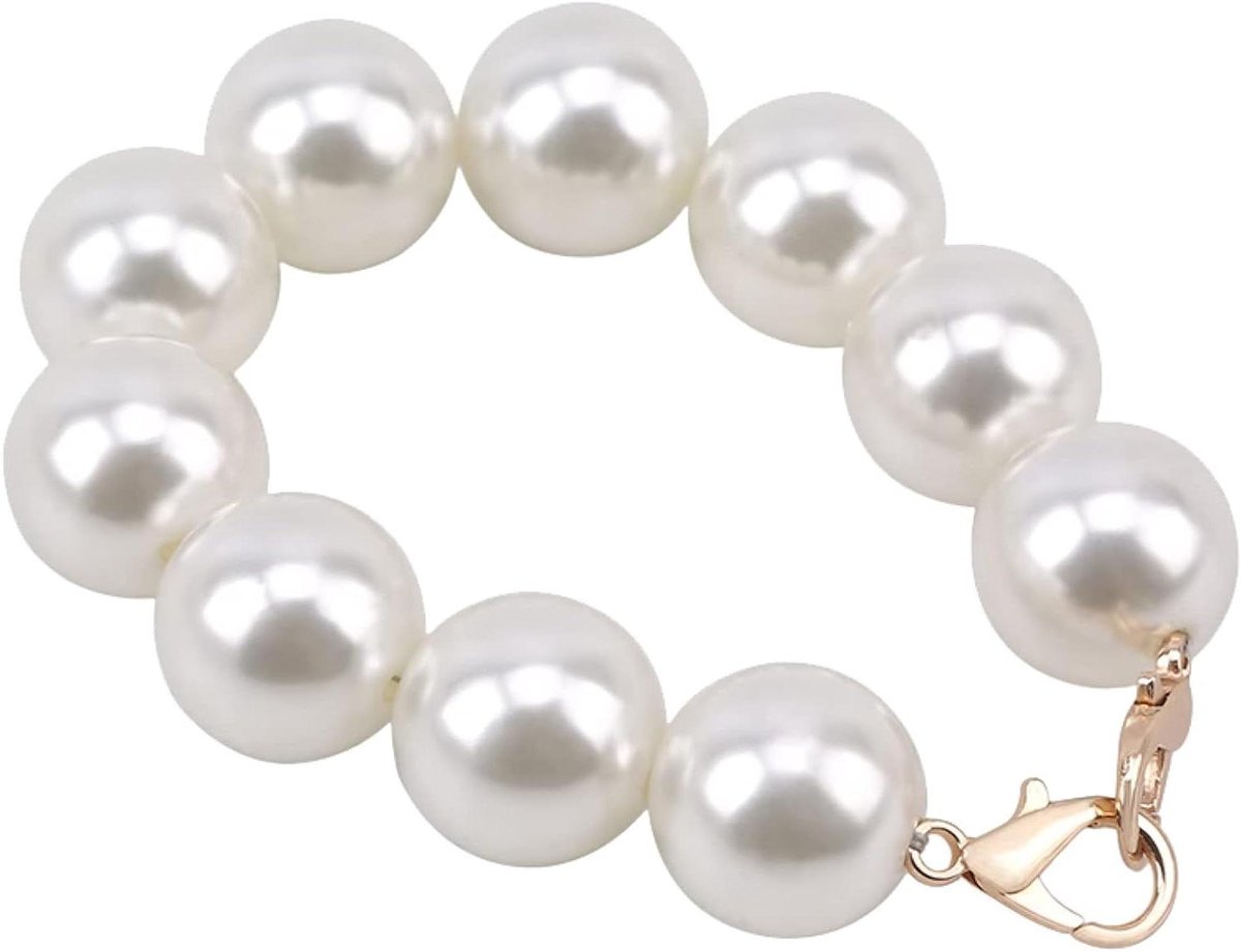 Ketting voor Handtas - Schouderband Portemonnee - DIY Tassen - Parels Versierd - 20 cm - Wit