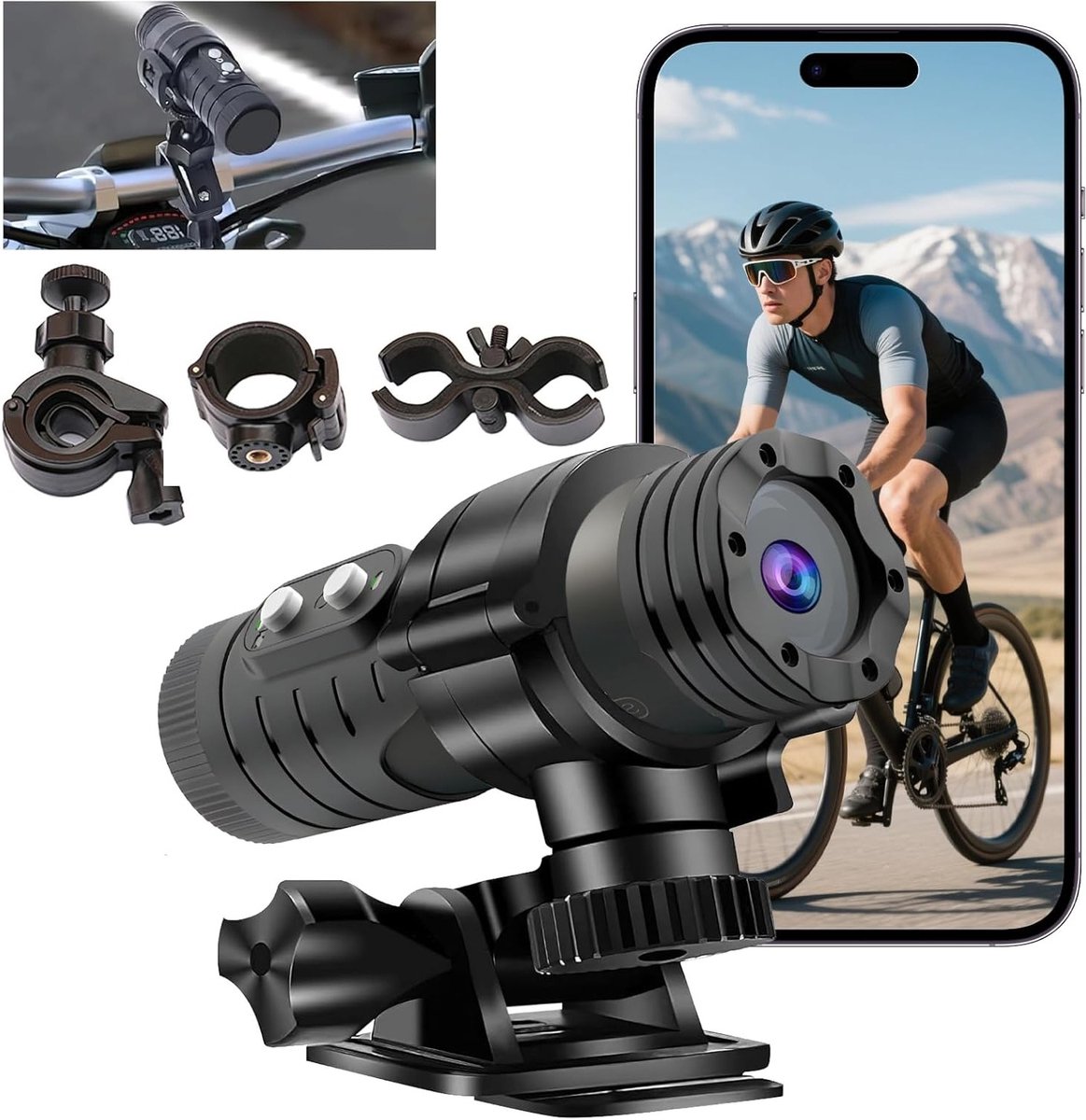Buitensport Motorfiets Camera met Waterdichte Behuizing, WiFi Verbinding en Anti-Trillingsfunctie voor Heldere Video's