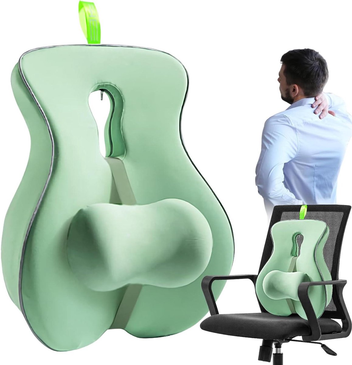 Lendensteun Kussen - Rugsteun Ondersteuning - Comfortabel Zitten - Orthopedisch Ontwerp - Verwijzen naar beschrijving - Groen