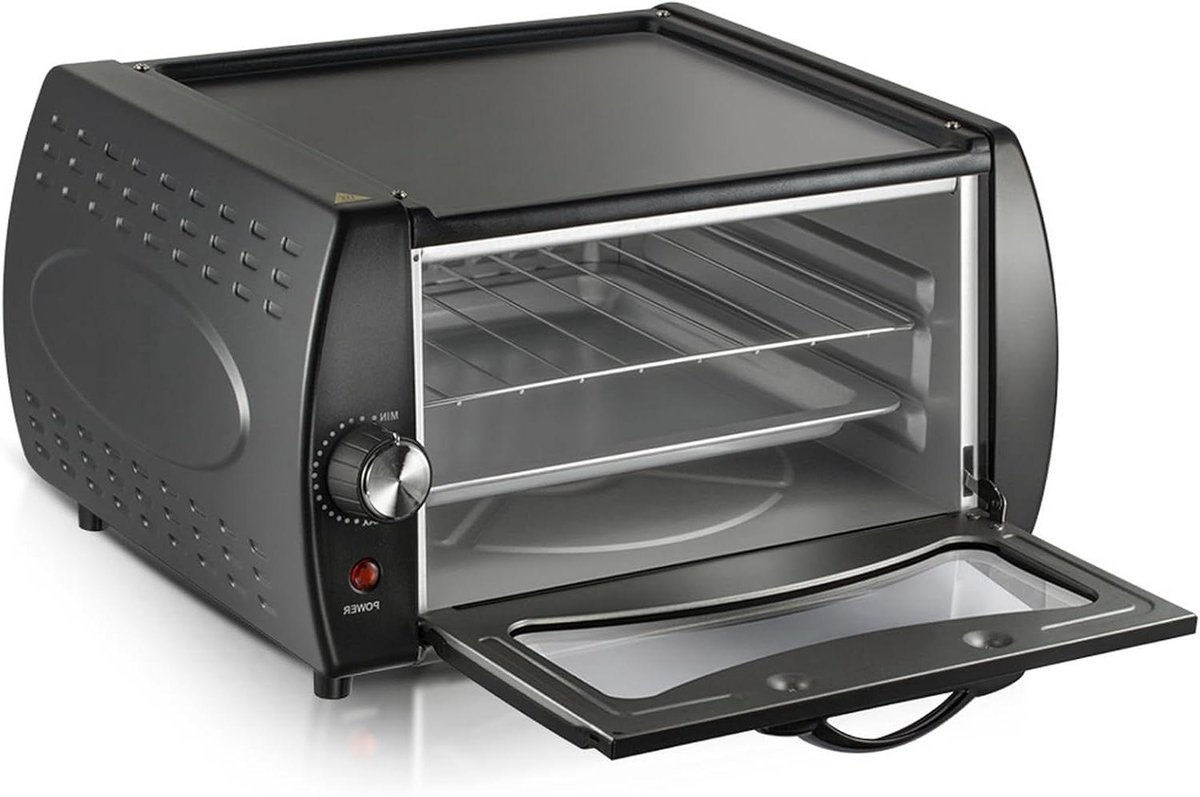 Elektrische Pizzaoven - Mini Oven - Thuis Pizza Bakken - Dubbele Pizza Functionaliteit - 15 Liter Capaciteit - Zilver