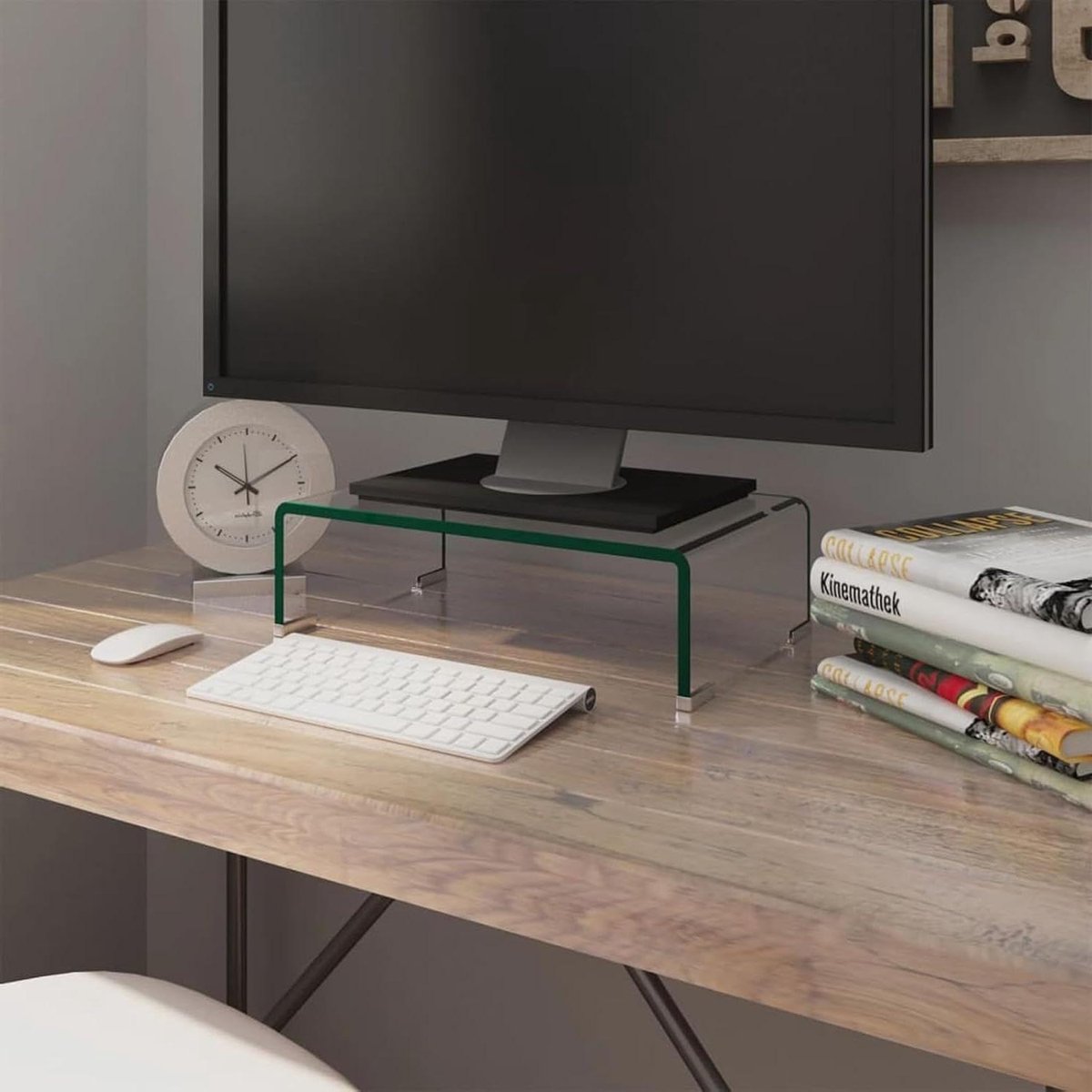Tv Meubel - Tv Kast - Woonkamer Opbergen - Glazen Plateau - 50 x 355 cm - Transparant