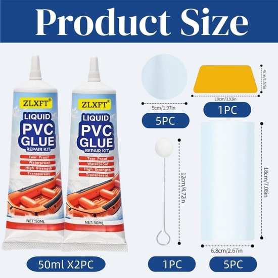 Reparatieset Zwembad - Luchtbed Herstel - Waterdicht Maken - Krachtige Vinyllijm - 2x 50 ml - Transparant — afbeelding 3