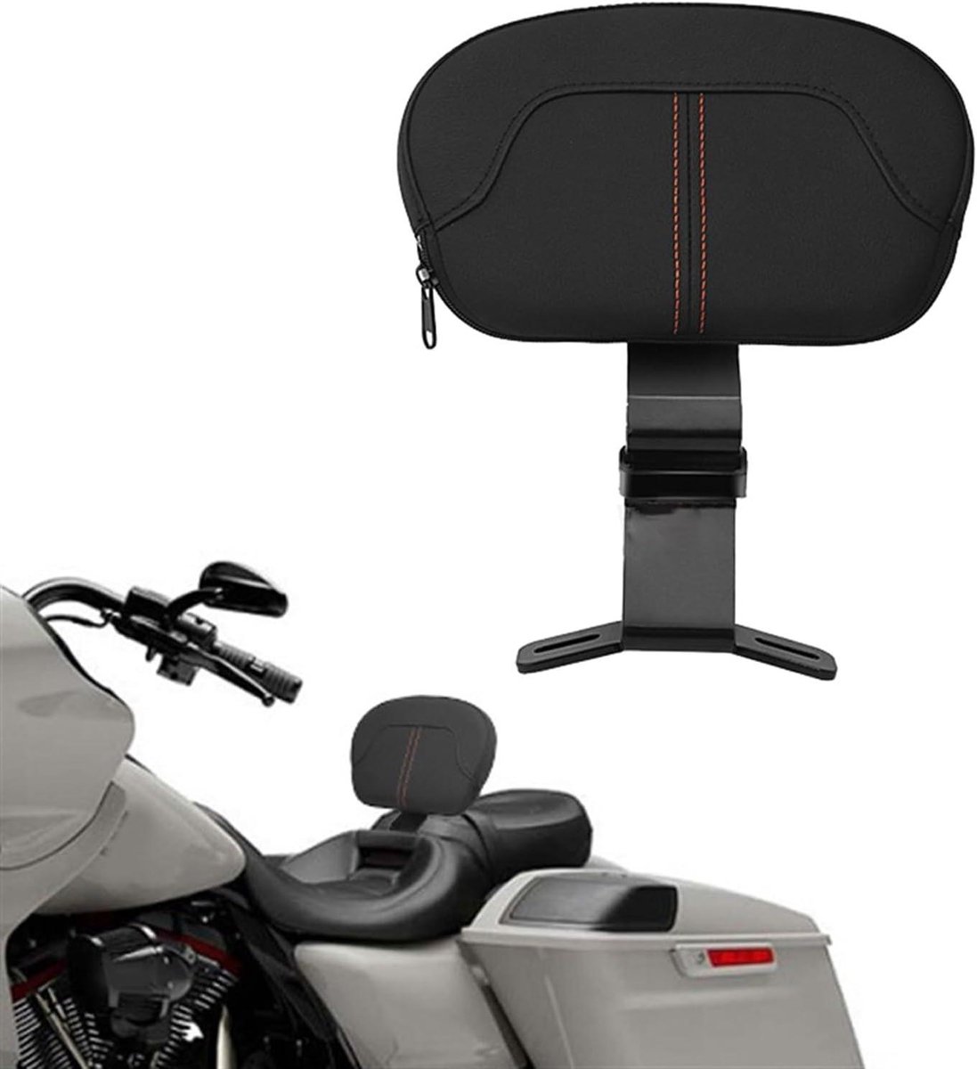 Motorfiets Rugsteun - Bestuurderskussen - Comfortabel Rijden - Verstelbare Ondersteuning - 15 Inch Zitbreedte - Zwart