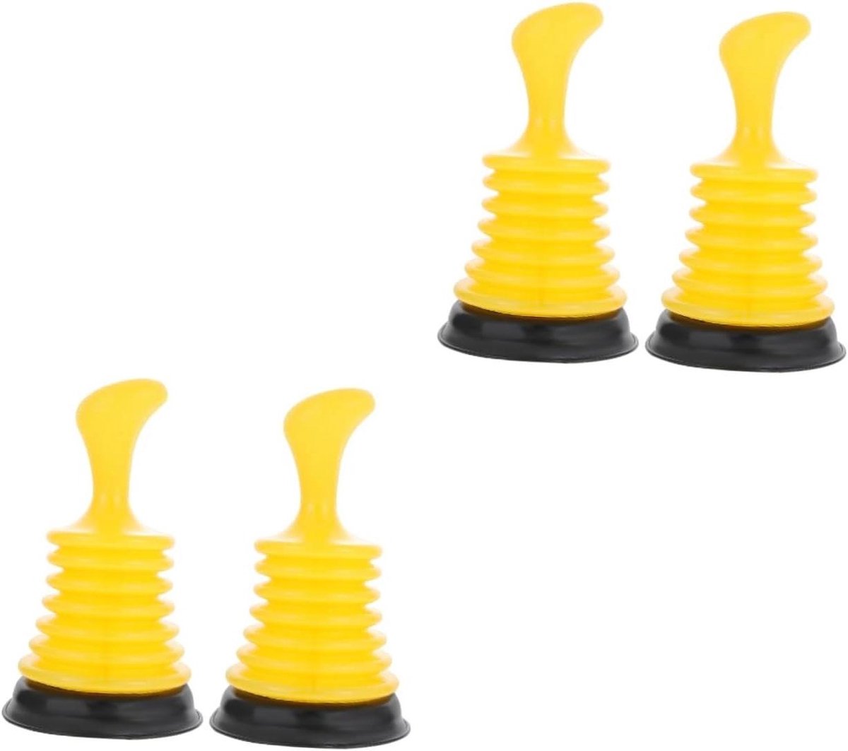 Afvoer Plunjers - Keukenontstopper Badkamer - Verstopping Verhelpen - Ergonomisch Handvat Ontwerp - 4 Stuks - Geel Zwart