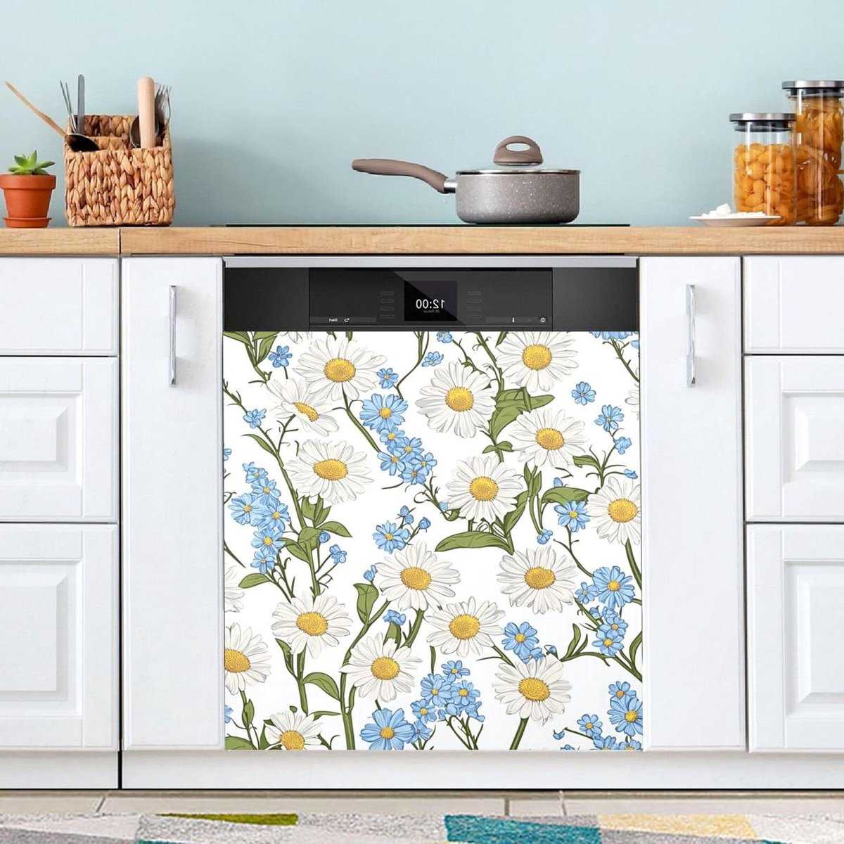 Vaatwasserhoezen - Keuken decoratie - Keuken opfrissen - Magnetische bevestiging - 53 x 66 cm - Bloemenprint