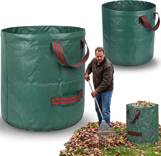 Tuinzak met handvatten - Opvouwbare mand - Afval verzamelen - Waterdichte coating - 60 liter - Groen — afbeelding 4
