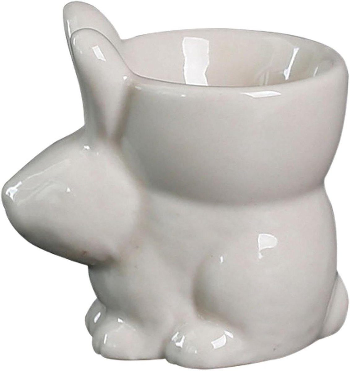 Paasei Beker - Eierdop Houder - Ontbijt Serveren - Handgeschilderd Design - 7 cm - Wit