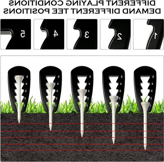 Set van 2 Verstelbare Golf Tees - Hoogte Instelbare Golfaccessoires voor Training en Precisie - Duurzaam Plastic Golfmateriaal — afbeelding 4