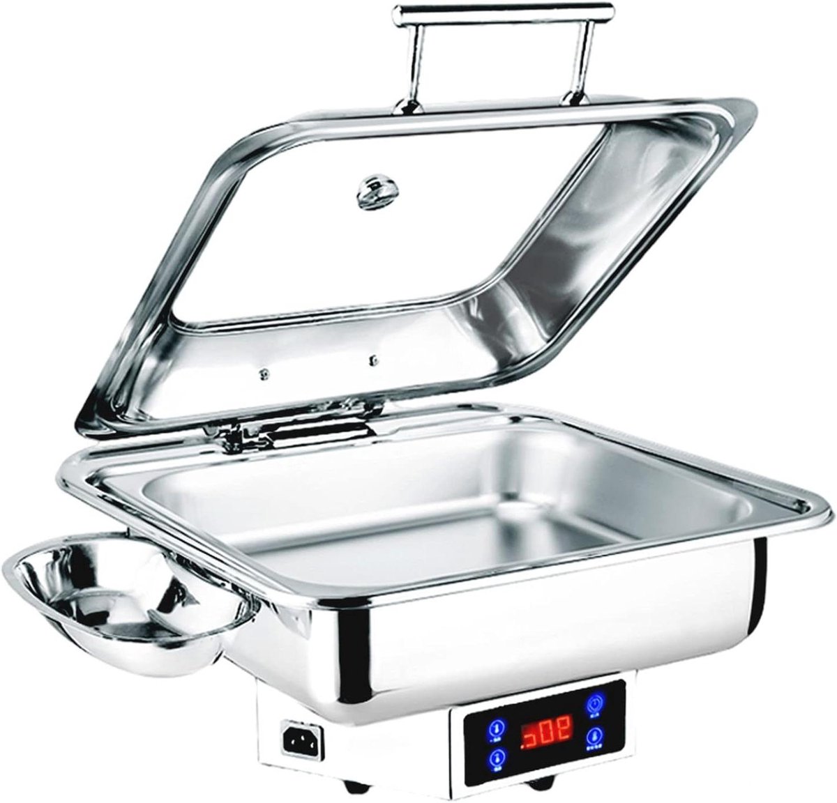 Voedselwarmer Buffet - Warmhoudschaal Elektrisch - Feesten Warmhouden - Digitale Temperatuurweergave - 6L - Zilver