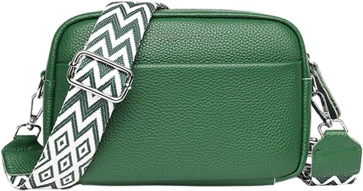 Leren Schoudertas - Dames Handtas - Dagelijks Gebruik - Echt Leer - 22x14x8.5 cm - Groen
