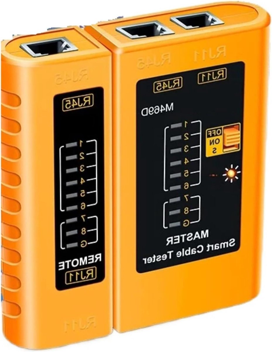 Netwerkkabeltester - LAN-tester Kabeltester - Netwerkonderhoud - Draagbaar Ontwerp - 97x27x103 mm - Zwart Geel