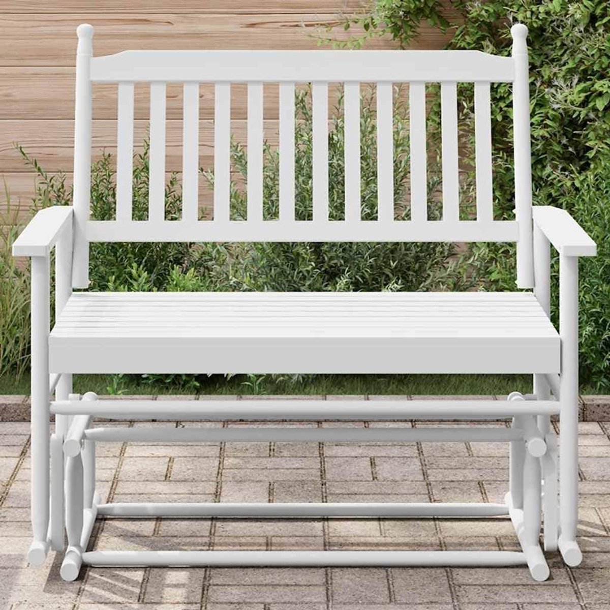 Schommelbank Hout - Tuinbank Schommel - Buiten Ontspannen - Ergonomisch Design - 118x70x1045 cm - Wit