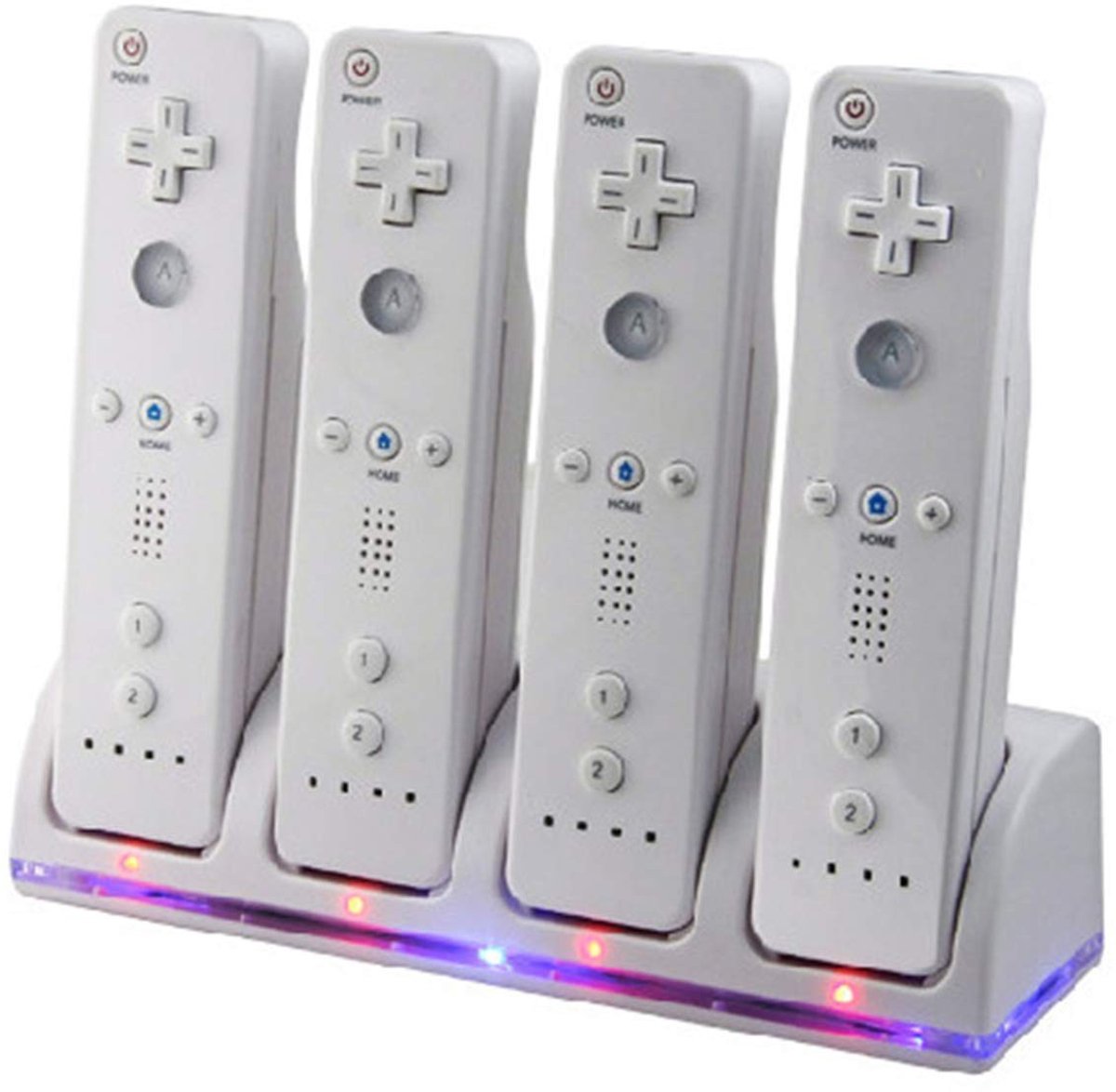 Dailygoody - OmGoods - Dailygoody - Laadstation Wii-controller - 4-in-1 controller - Oplaadbaar - Geschikt voor Wii/Wii U - Inclusief 4 batterijen - Eenvoudig in gebruik
