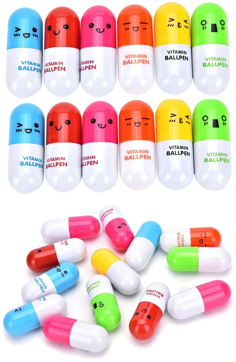 Dailygoody - Mini Intrekbare Balpen - Schattige Emoji - Perfect voor Kinderen - Blauw - Leuke Biro Pen - Geschikt voor Verjaardagsfeestjes - 60 S