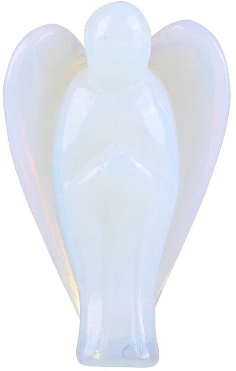 Dailygoody - Opal Angel Crystal - Healing Worry Stone - 1.5inch - Stressvermindering - Kristalhelende steen voor meditatie - Wit met kleurspel