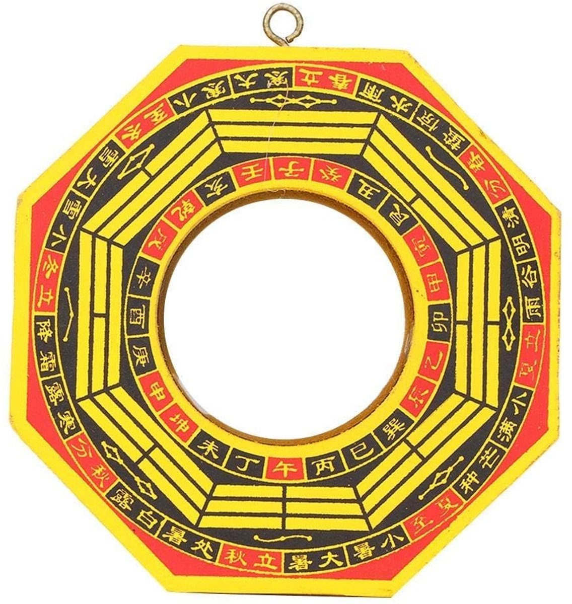 Dailygoody - Feng Shui Spiegel - Bagua Spiegel - Positieve Energie - Houten - Convex - Rijkdom en Geluk - Geschikt voor Badkamer - 4 Inch