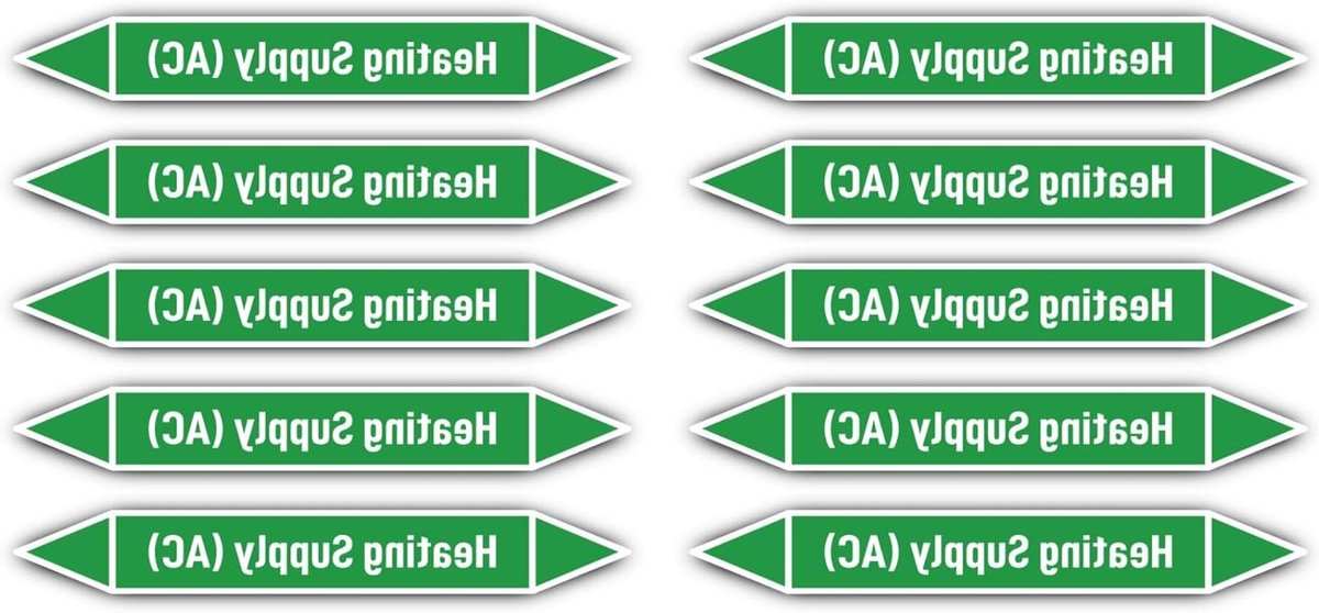 Geleidende Markering Stickers - Water Warmtevoorziening Stickers - Industriële Identificatie - Volgens DIN 2403 - 100 x 15 mm - Water