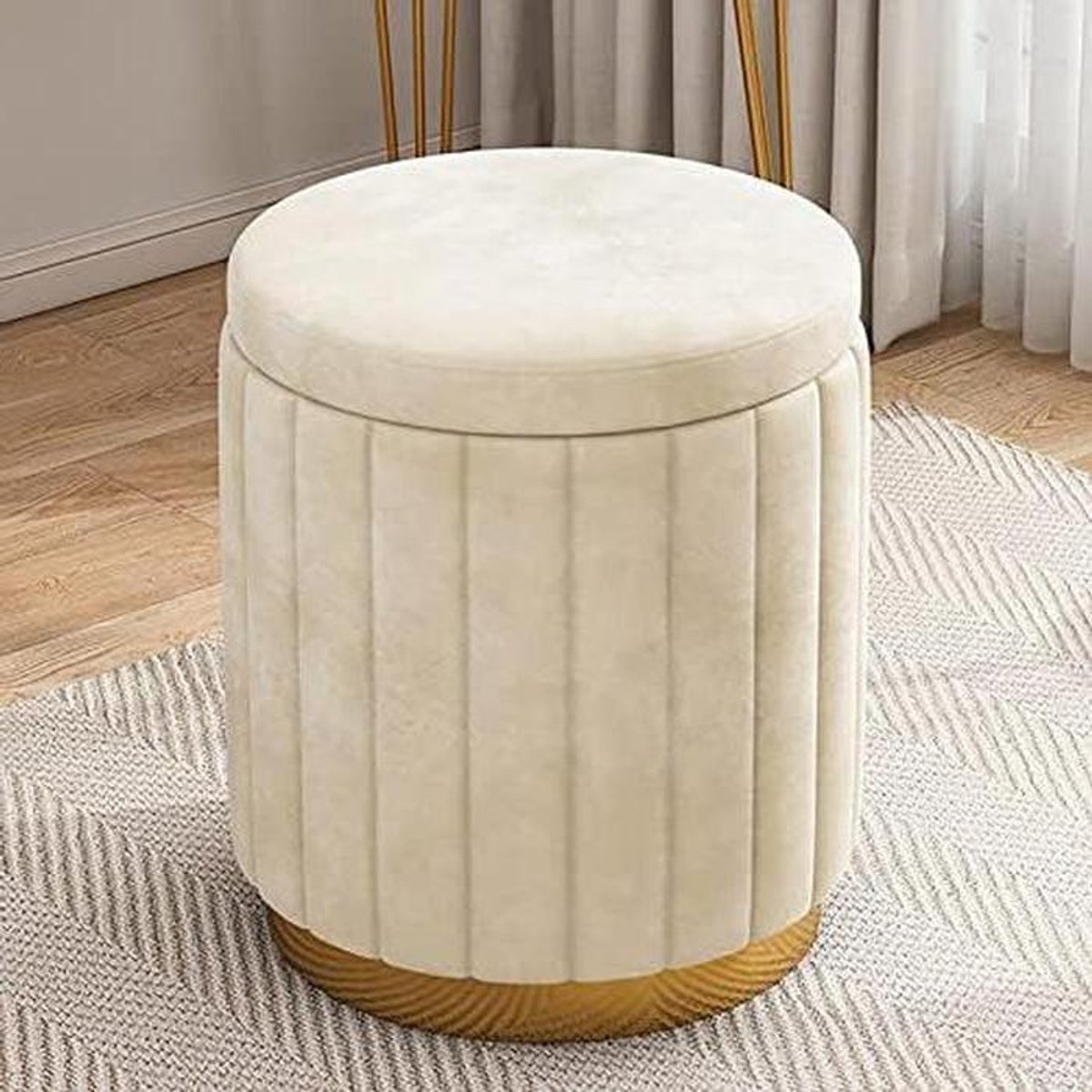 Opbergpoef - Voetenbank kruk - Woonkamer organiseren - Omkeerbaar deksel - 34x34x45cm - Grijs