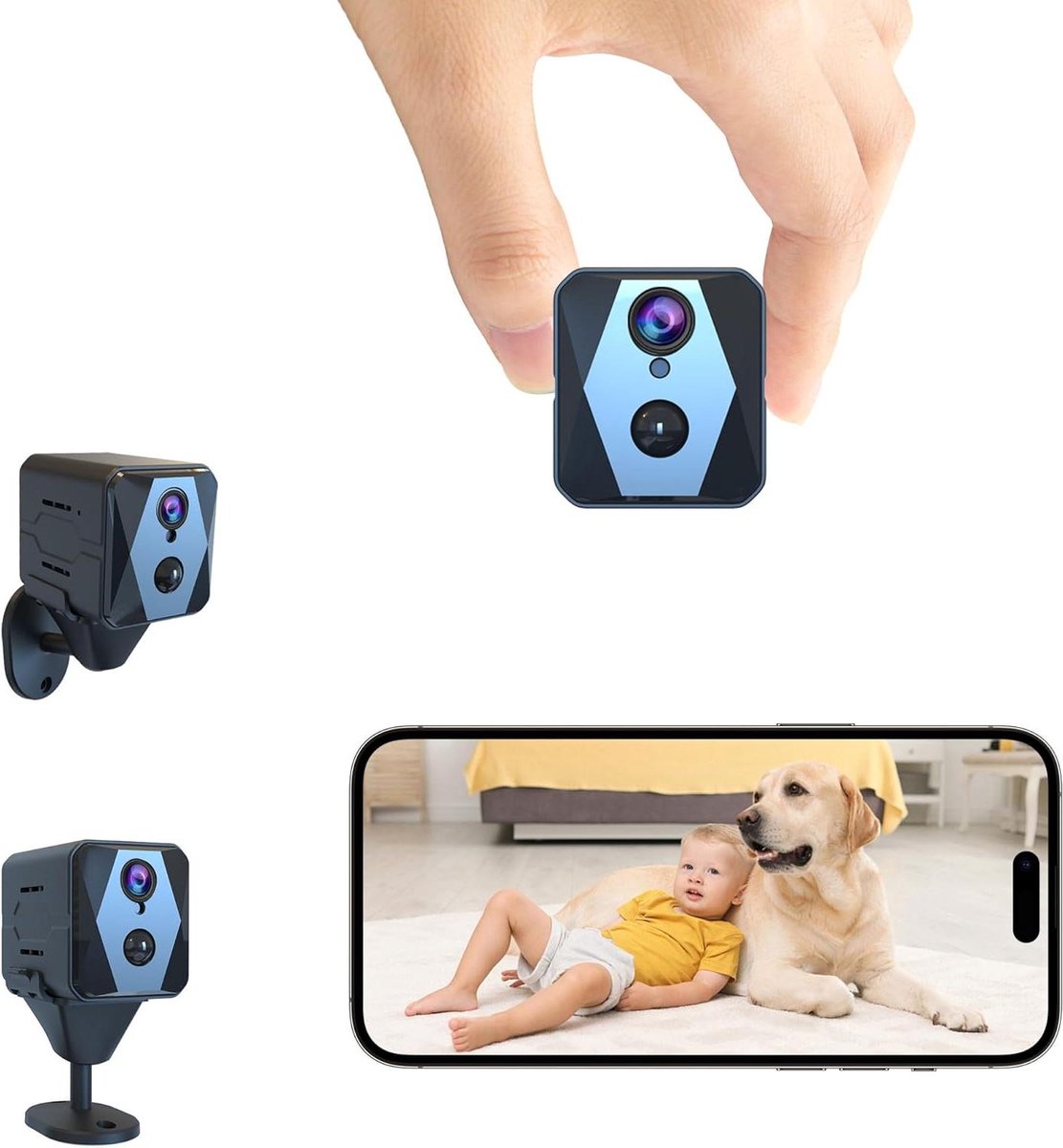 Verborgen Camera - Spionagecamera Minicamera - Thuisbeveiliging - Draadloos PIR Bewegingsdetectie - 2K HD - Zwart
