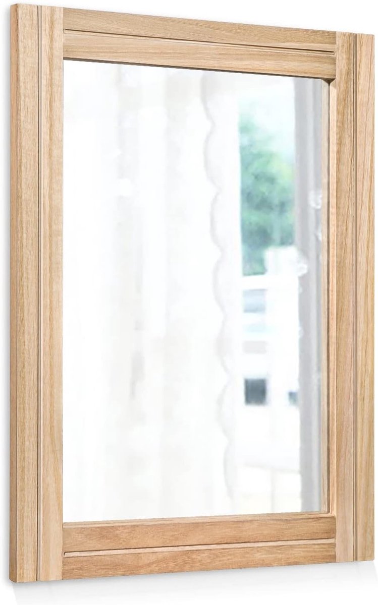 Rustieke Wandspiegel 20"x16" Rechthoekige Houten Lijst voor Slaapkamer en Badkamer Decoratie