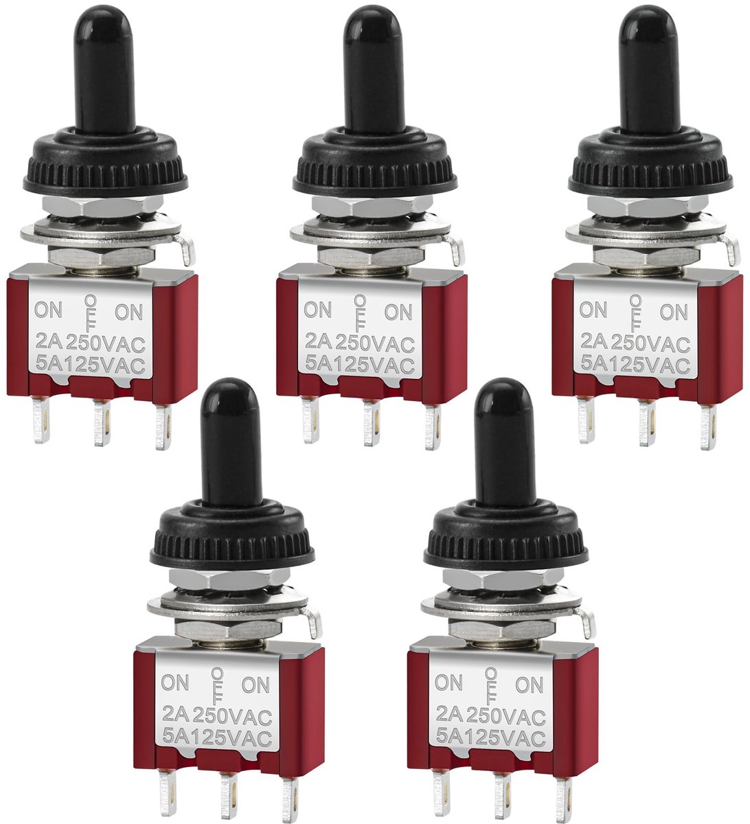 Dailygoody - Miniatuur Toggle Switch - Waterdicht - Set van 5 - ON-OFF-ON - Ideaal voor Elektrische Projecten - 250V