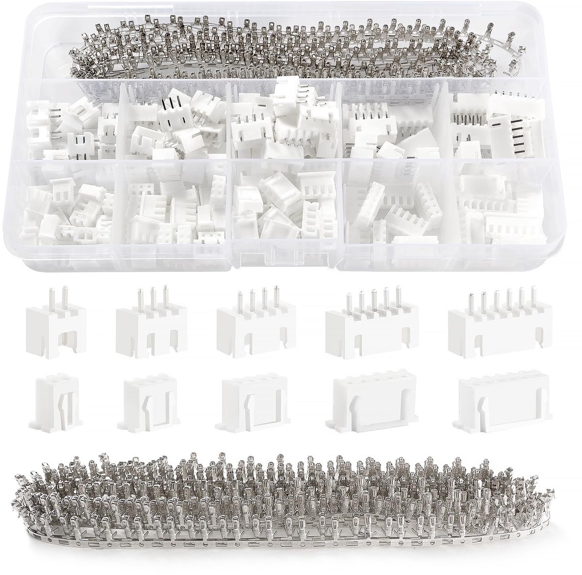 Dailygoody Connector Kit - 460Pcs 2/3/4/5/6 Pin - Ideaal voor Elektronica - 2.54mm Connectoren - Perfect voor Hobbyisten - Inclusief Plastic Box